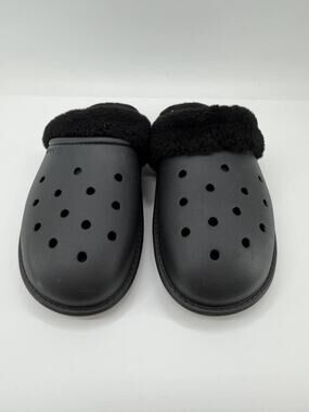 Crocs Faux Fur Lined Black Clogs Men's 9 Women's 11 Style 212143